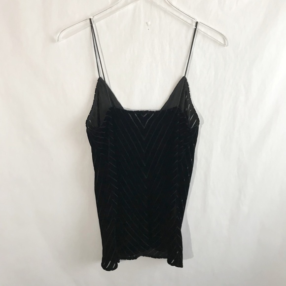 Cami NYC The Olivia Chevron Velvet Silk Blend Cami Tank S Black Mesh Stripes - Picture 3 of 9